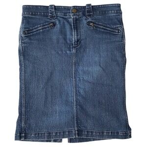 Ralph Lauren Blue Denim Pencil Skirt Medium Wash Zip Pockets Size 6